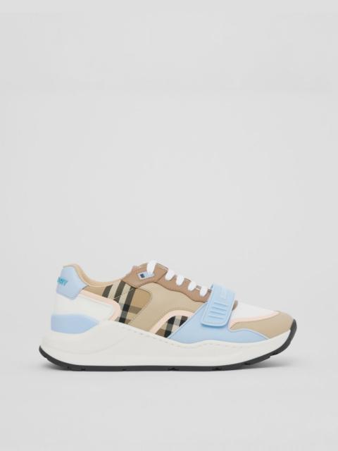 Burberry Check Cotton, Canvas and Leather Sneakers