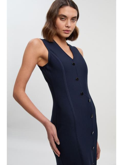 KAREN MILLEN Figure Form Bandage Button Through Pencil Midi Dress