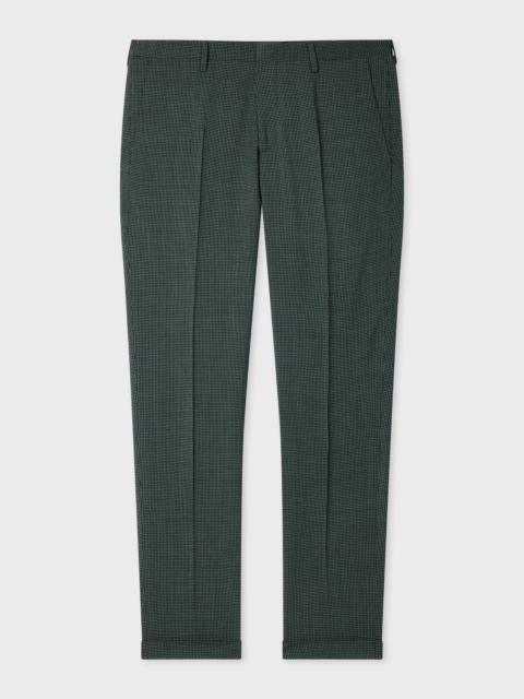 Paul Smith Dark Green Stretch-Wool Seersucker Check Trousers