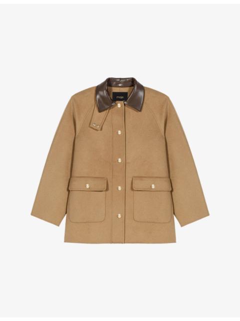 maje Removable Hood Wool-Blend Coat