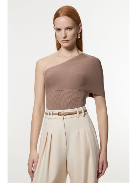 KAREN MILLEN Compact Rib Stitch Knitted One Shoulder Top