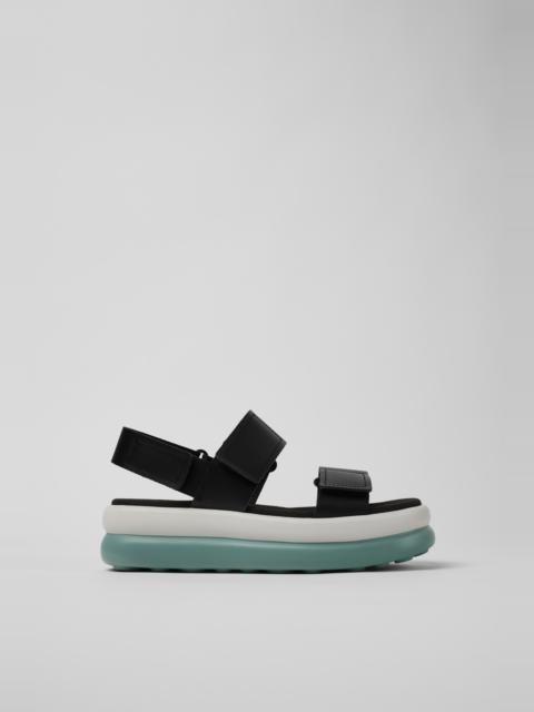 CAMPER Pelotas Flota Up Black Leather Sandals for Women.