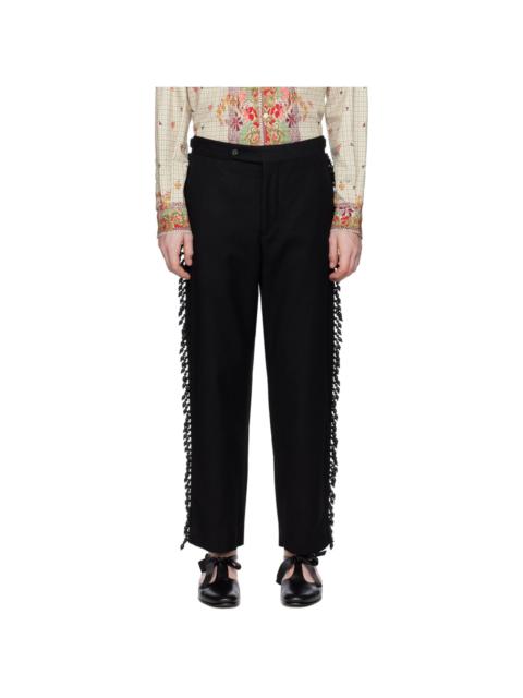 BODE Black Beaded Fringe Trousers