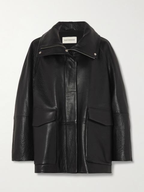 NOUR HAMMOUR Ansel Oversized Textured-leather Jacket