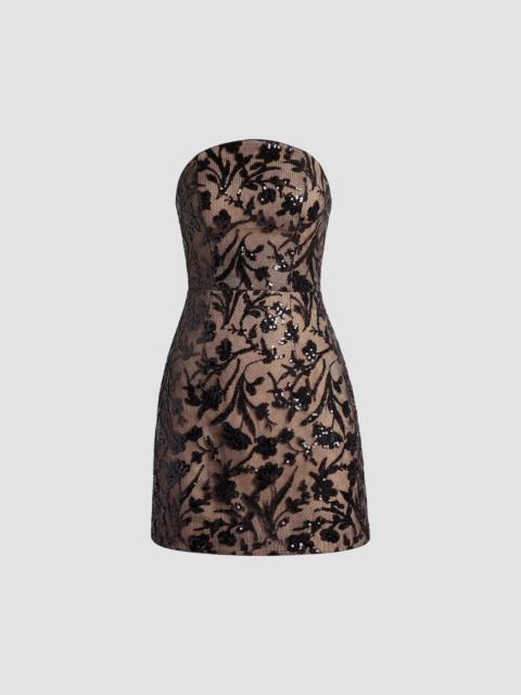 Dress The Population Women's Maisie Sequined Mesh Mini Dress - Black Beige