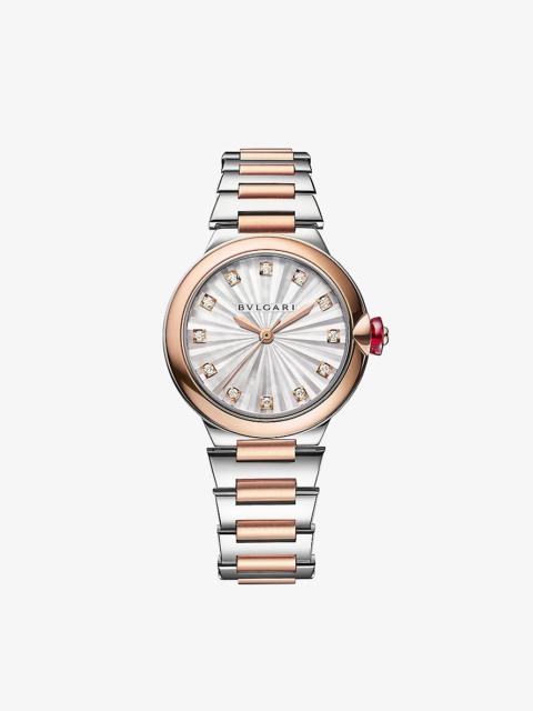 BVLGARI RE00009 Lvcea 18ct rose-gold, stainless-steel and 0.22ct diamond automatic watch