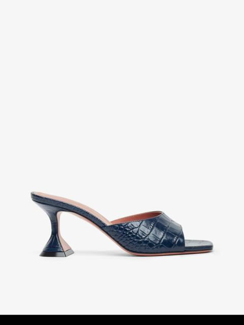 Amina Muaddi Lupita Slipper 70 navy embossed leather mules