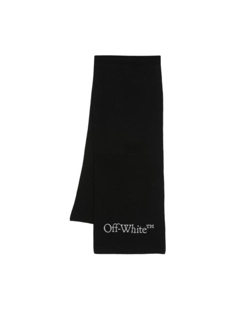 Off-White logo-embroidered virgin-wool scarf