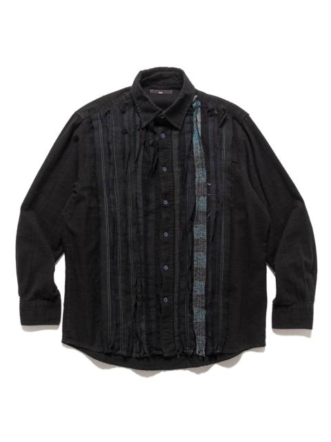 NEEDLES Rebuild by Needles Flannel Shirt -> Ribbon Shirt / Over Dye Black