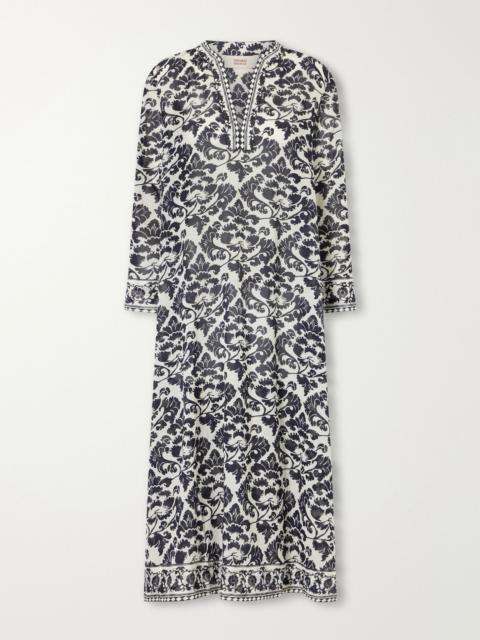EMPORIO SIRENUSE Giada printed cotton midi dress Black