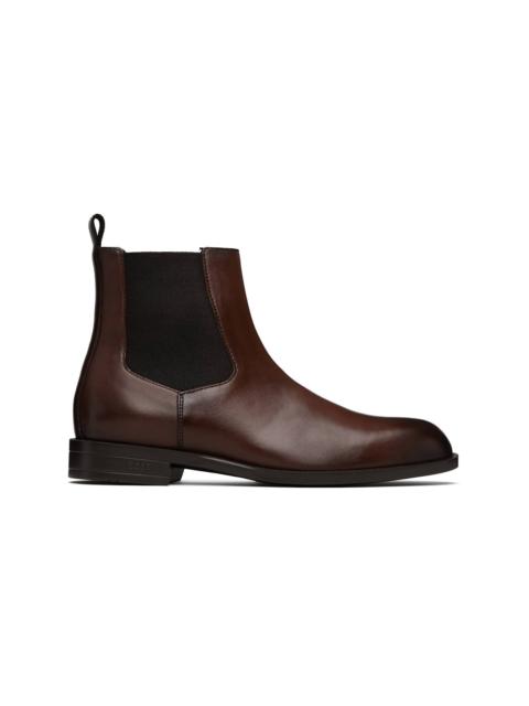 BOSS Brown Faux-Leather Chelsea Boots