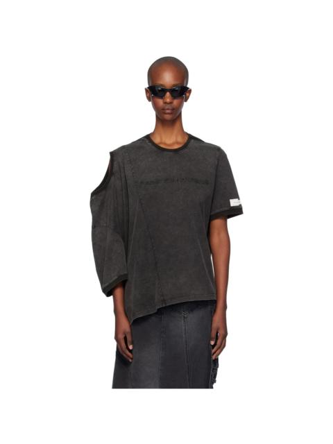 FENG CHEN WANG Black Deconstructed Double Collar T-shirt