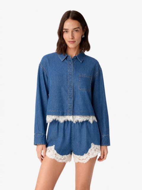 CAMI NYC GARANCE CHAMBRAY CROPPED SHIRT LIGHT WASH