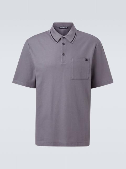 Dolce & Gabbana DG embroidered cotton piqué polo shirt