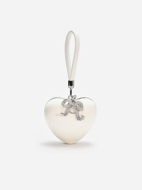 self-portrait Cream Satin Top Handle Heart Clutch