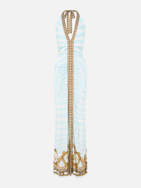 CAMILLA RUCHED FRONT HALTER DRESS SPIRIT OF STRIPES
