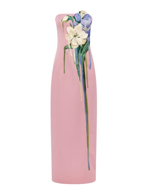 LEO LIN Rayna Floral-Embroidered Maxi Dress pink