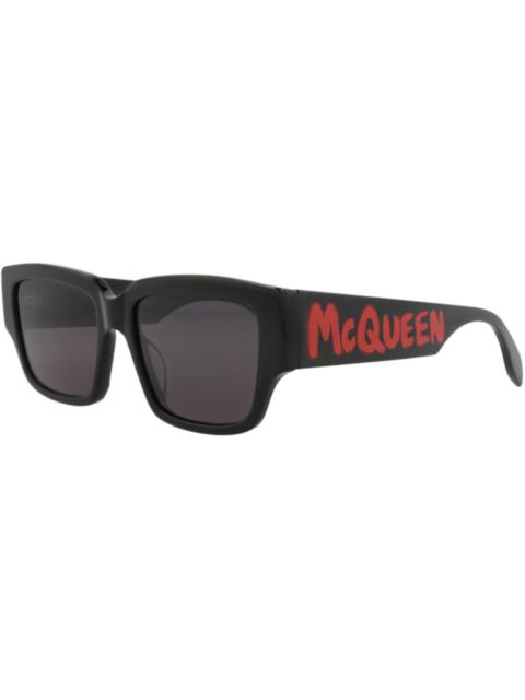McQ Alexander McQueen Alexander McQueen Square Rectangle Sunglasses Black Black Grey (AM0329S-30011473-002)