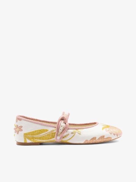 Larroudé Larroudé by Markarian: Verona Ballet Flat Mist Floral Brocade