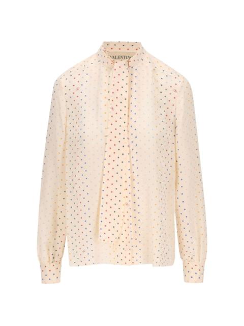 Valentino star-print pussy-bow blouse