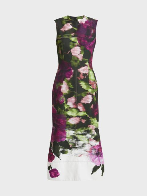 Abstract Floral Midi Pencil Dress