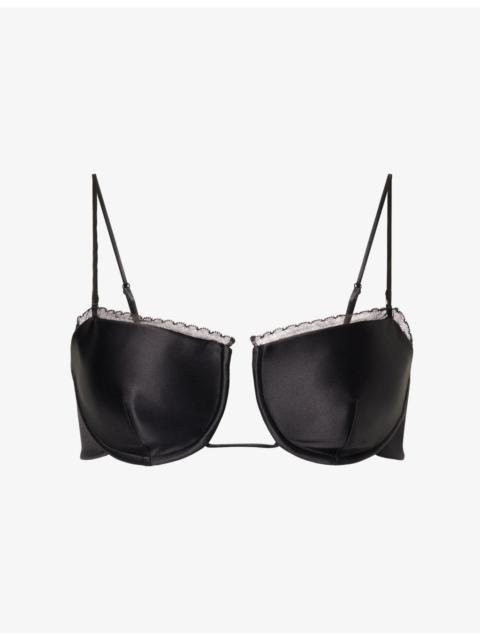 Givenchy Cutaway Lace-Trim Silk-Blend Bra Top