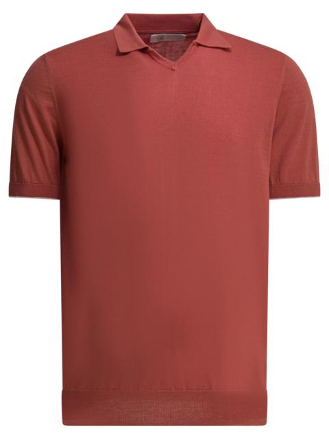 Brunello Cucinelli Cotton Buttonless Polo Shirt Polo Shirts Red