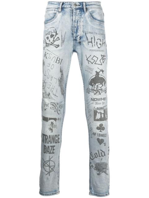 Ksubi Van Winkle graphic-print skinny jeans