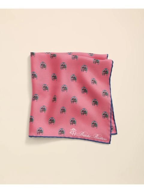 Brooks Brothers Silk Equestrian Motif Pocket Square