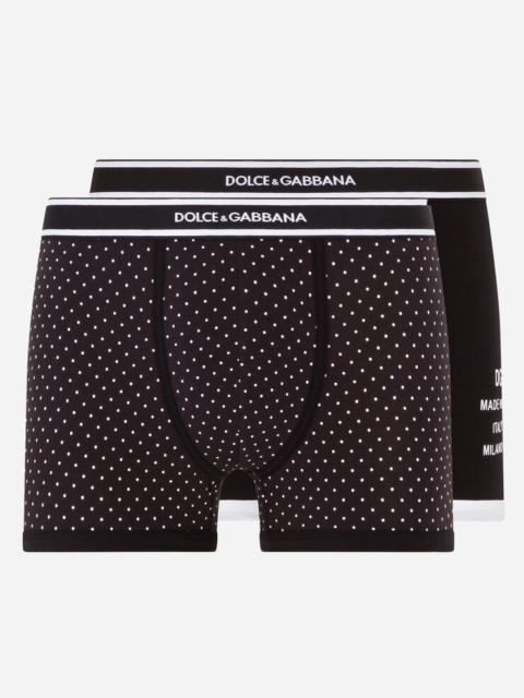 Dolce & Gabbana Solid-color and polka-dot-print stretch cotton boxers two-pack