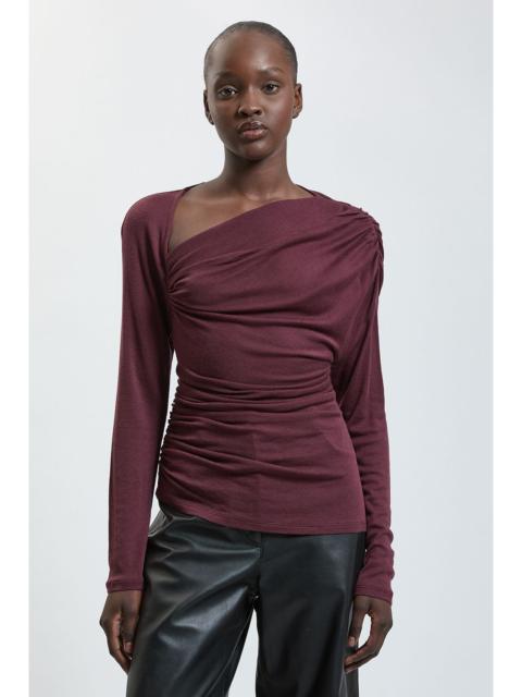 KAREN MILLEN Wool Blend Asymmetric Jersey Top