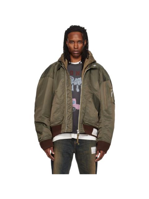 Maison MIHARAYASUHIRO Khaki Hooded Flight Bomber Jacket