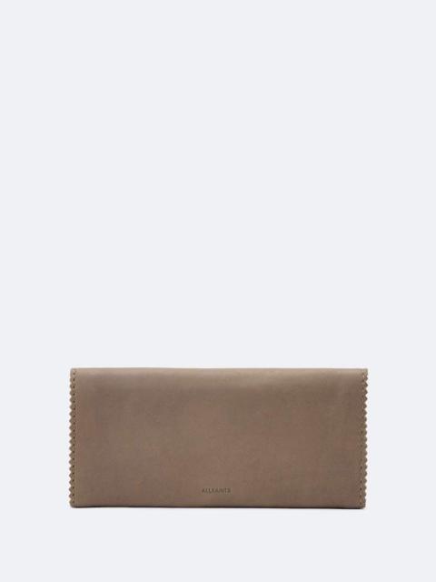 ALLSAINTS SILOH PINKED-EDGE LEATHER CONTINENTAL WALLET