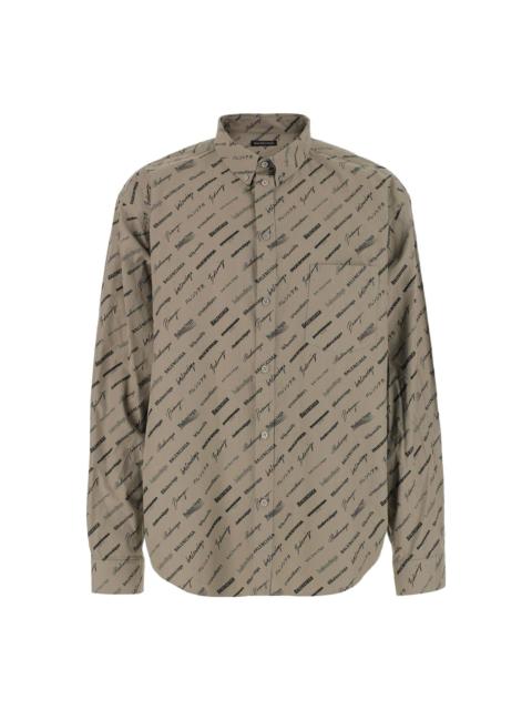 BALENCIAGA Balenciaga Logomania All Over Long Sleeve Shirt 'Beige' 662983TNLL19763
