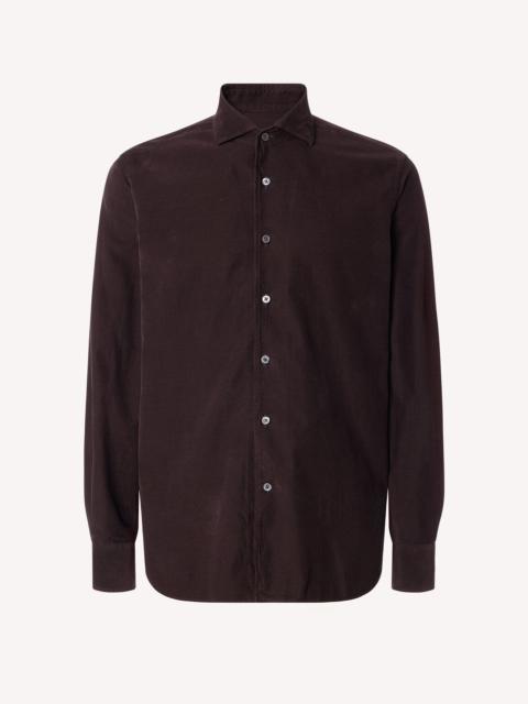 CORNELIANI Brown cotton velvet shirt
