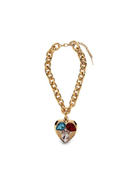 Alessandra Rich heart-pendant crystal-embellished necklace