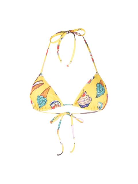 Moschino graphic-print halterneck bikini top