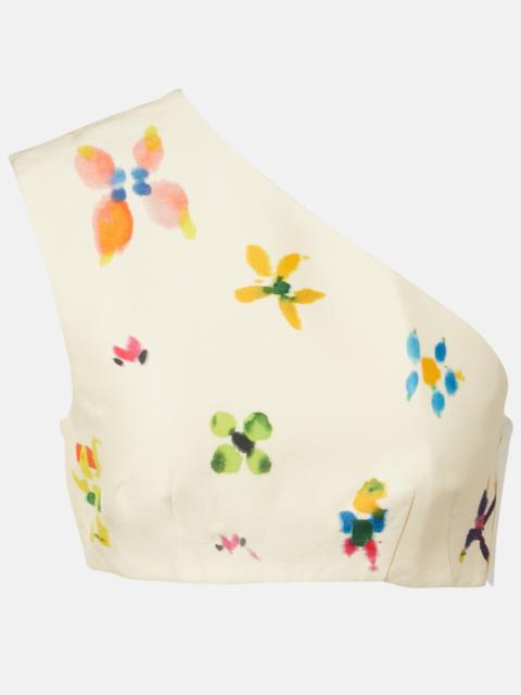 ALÉMAIS Sidi printed linen-blend crop top