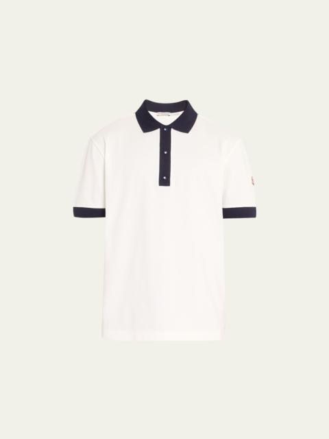 Moncler Men's Contrast-Trim Knit Polo Shirt