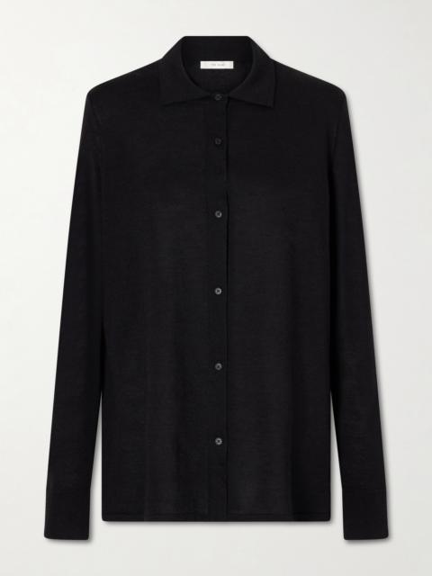 The Row Ocari Cashmere And Silk-blend Polo Knit