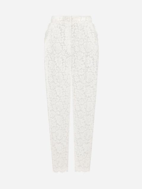 High-waisted cordonetto lace pants