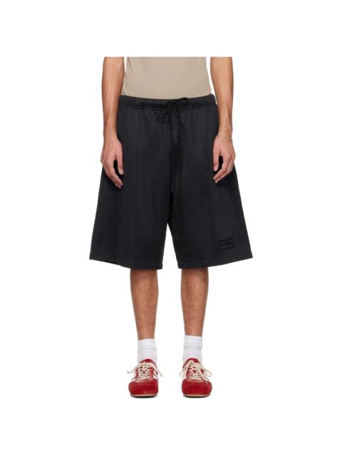 ESSENTIALS Black Holiday Satin Fleece Relaxed Shorts