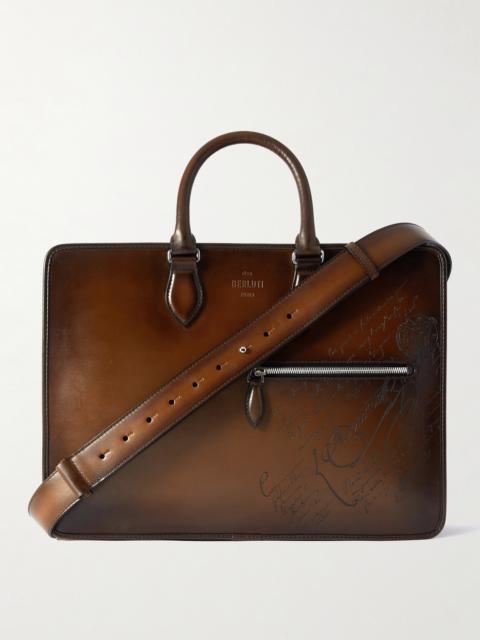 Berluti 2 Jour Neo Scritto Venezia Leather Briefcase