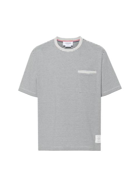 Thom Browne logo-patch striped T-shirt