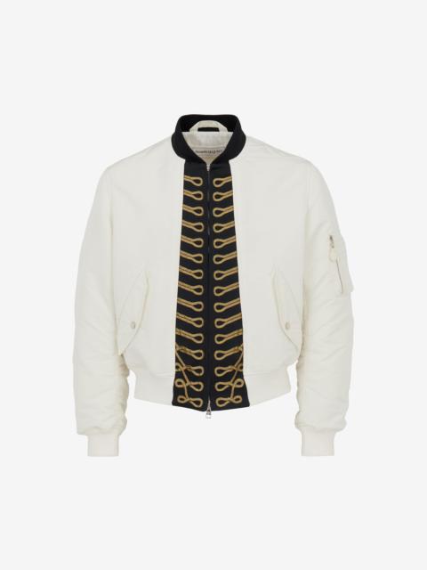 Alexander McQueen Men's Trompe-l'œil Bomber Jacket in Bone/black