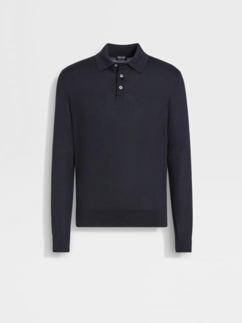 ZEGNA NAVY BLUE CASHSETA POLO SHIRT