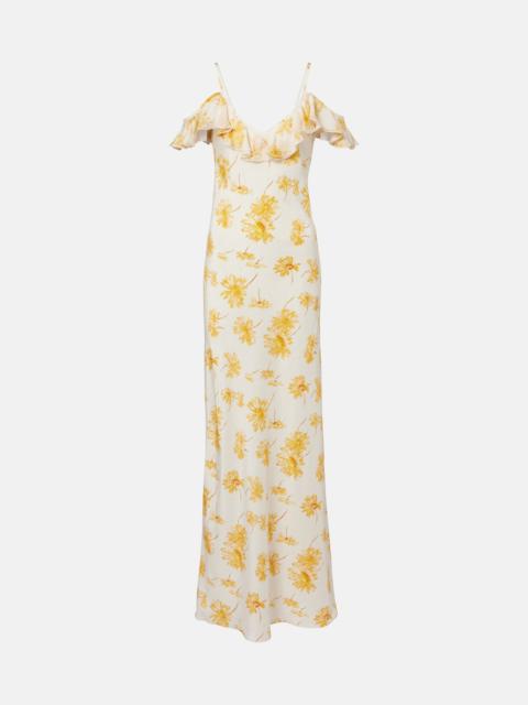 RODARTE Floral ruffled silk moiré slip dress