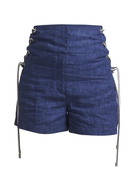 GIORGIO ARMANI Lace-Up Sides Linen Shorts