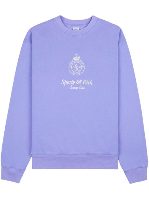 Sporty & Rich Crown-embroidered cotton sweatshirt