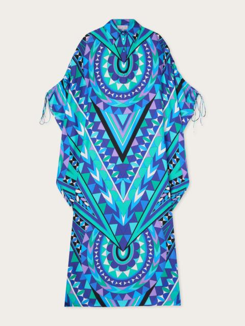 PUCCI MANUBA PRINT SILK KAFTAN WITH DRAPED SLEEVES